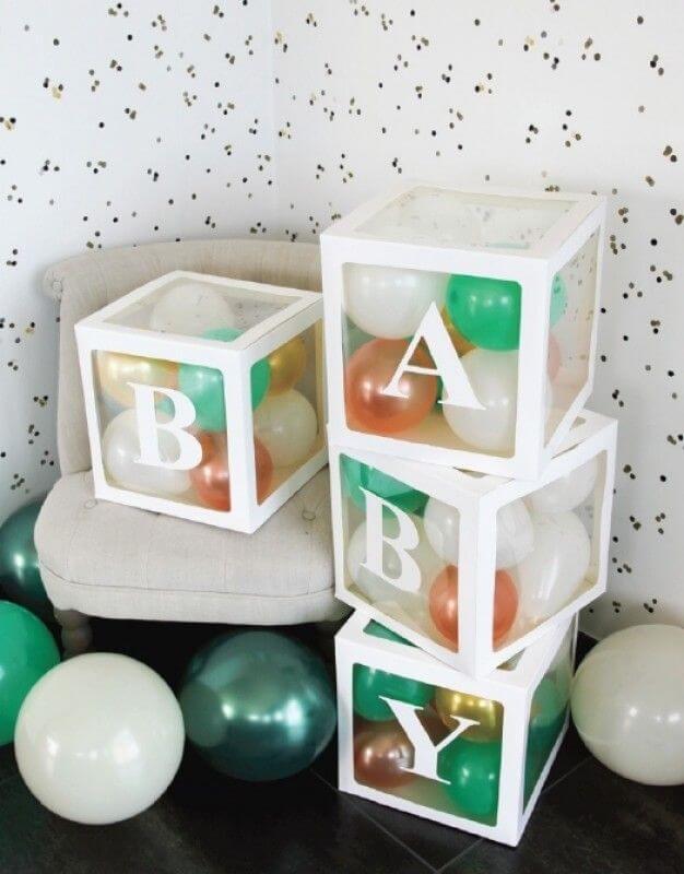 4 pièces boîtes de ballons transparentes décor avec des lettres