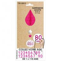 Decoration a suspendre anniversaire avec goutte rose fuchsia