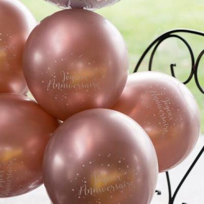 Decoration ballon en latex joyeux anniversaire rose gold