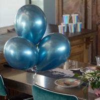 Decoration ballon metallique 30cm latex bleu canard