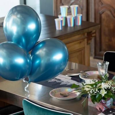 Decoration ballon metallise 30cm latex bleu canard