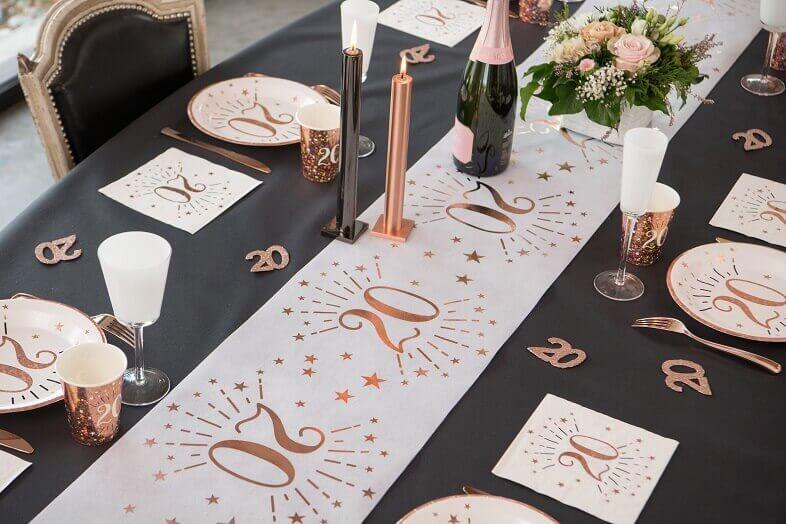 Decoration De Table ans Anniversaire Blanc Rose Gold Etincelant
