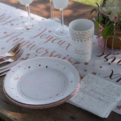 Decoration de table anniversaire blanche et rose gold