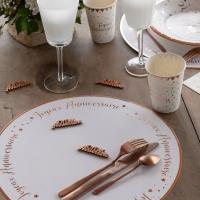 Decoration de table anniversaire rose gold en bois