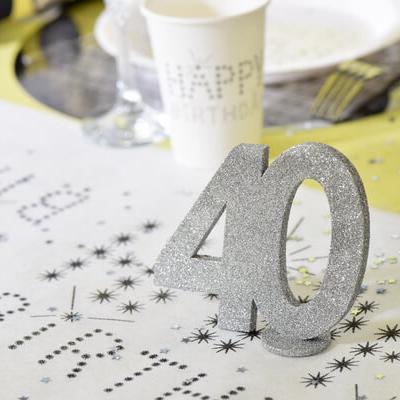 Decoration de table argent anniversaire 40ans