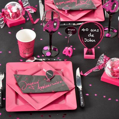 Decoration de table fuchsia 40ans