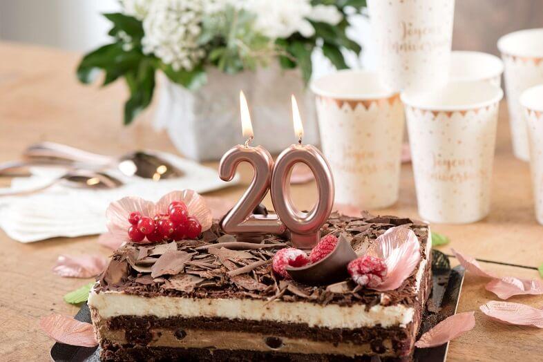 1 Pack bougie anniversaire 70 ans rose gold pour décoration gâteau  anniversaire REF/7305