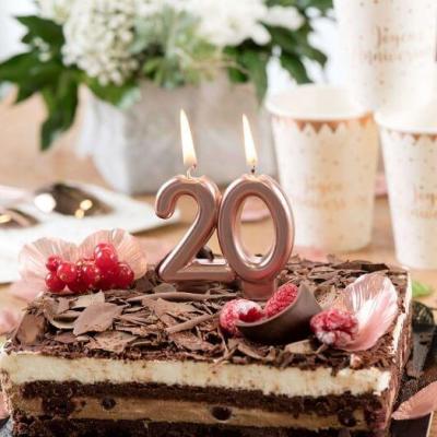 Decoration gateau anniversaire 20ans rose gold