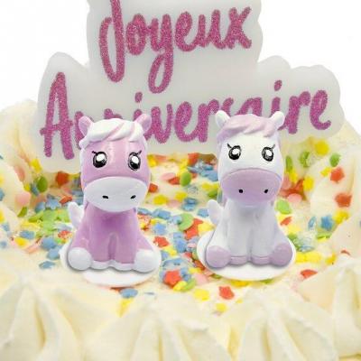 Decoration gateau poney resine sur pique