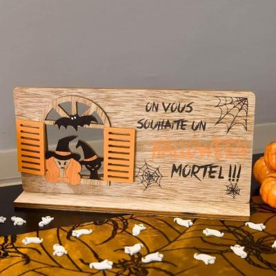 1 Centre de table décoratif Halloween en bois sorcière 10 x 20 x 5 cm REF/DEK0254