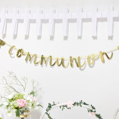 Dek0268 guirlande lettre communion calice dore or metallique