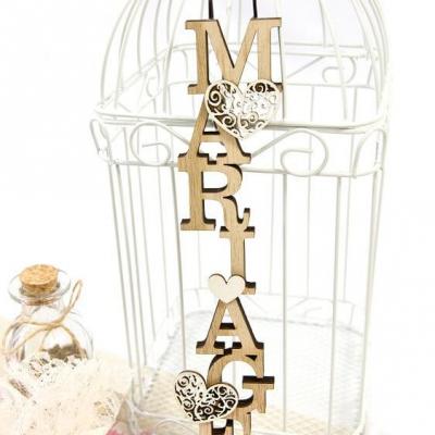 Dek0327 decoration en bois a suspendre lettre mariage