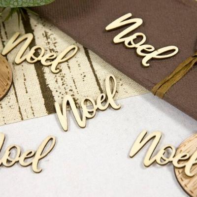 Dek0372 decoration de table confettis lettre de noel en bois naturel