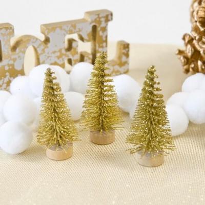 Dek0466 mini sapin decoratif de noel doree or