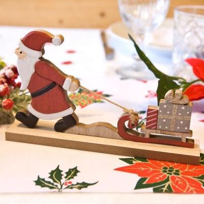 Dek0583 decoration pere noel tirant une luge