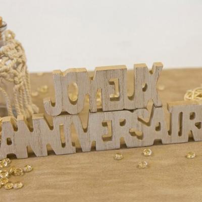 Dek0784 decoration centre de table lettre bois joyeux anniversaire