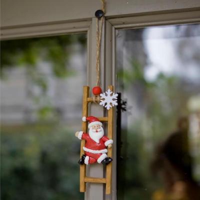 Dek0798 suspension decoration pere noel sur echelle bois