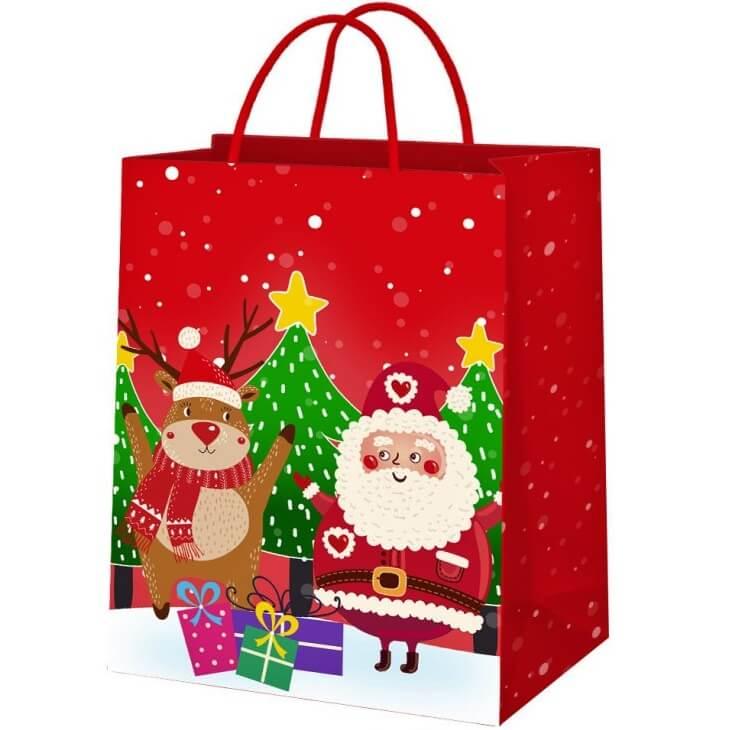 Sac cadeau en tissu Merry christmas Rouge - Déco de Noël pour la maison -  Eminza