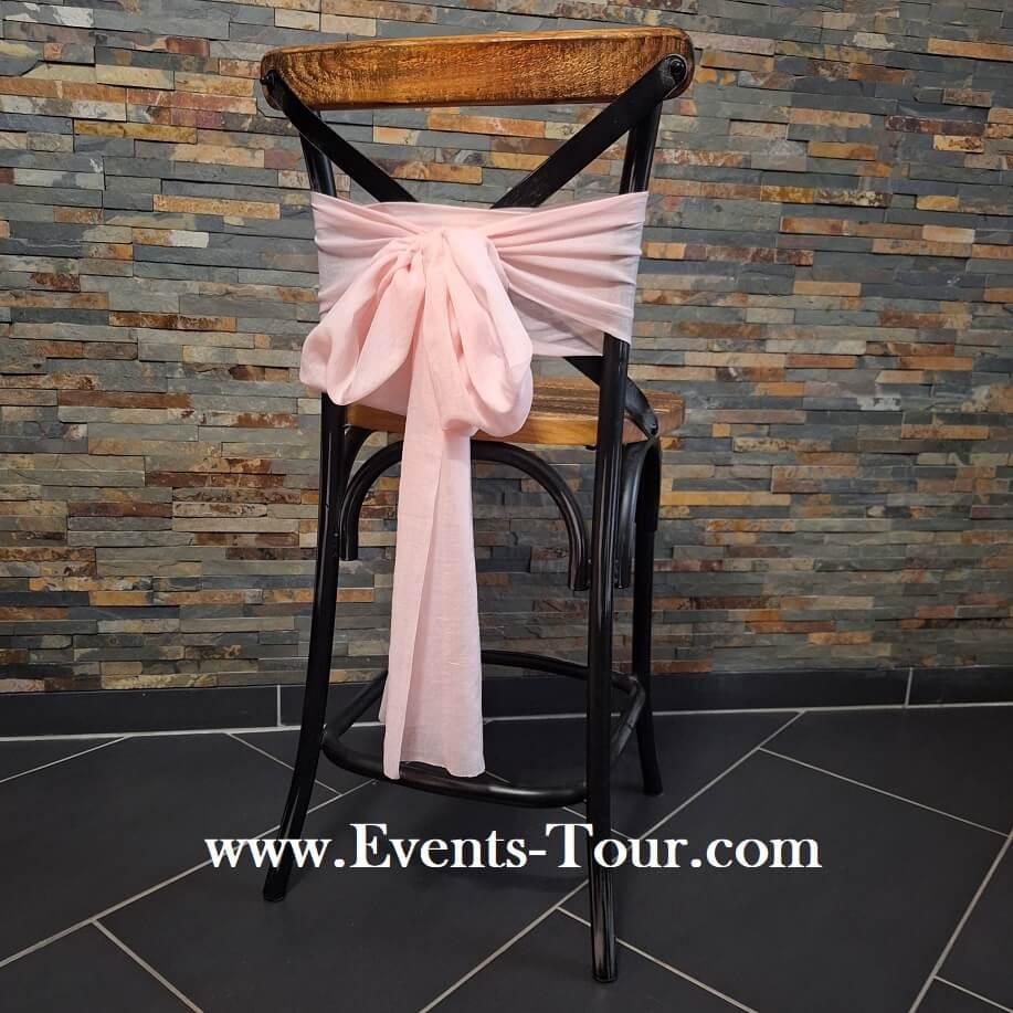 Ev 655 location noeud de chaise tissu tarlatane rose pastel