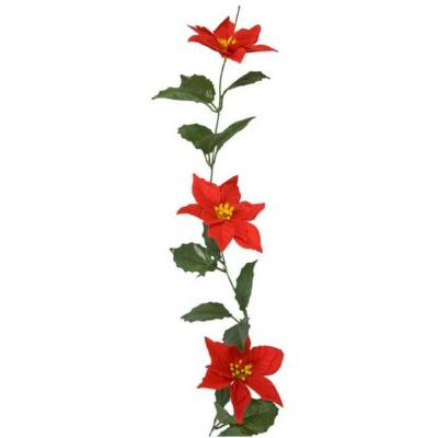 Fgu9000 decoration noel guirlande fleur poinsettia rouge et verte