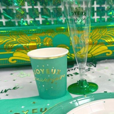 Gb2524 gobelet verre carton joyeux anniversaire vert mint