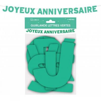 Gl24bl guirlande lettre joyeux anniversaire vert mint