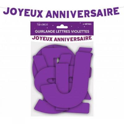 1 Kit guirlande lettre joyeux anniversaire: violet Astral (4m) REF/GL24VL