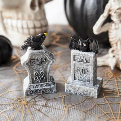 Hal0009 decoration de table pierre tombale grise halloween