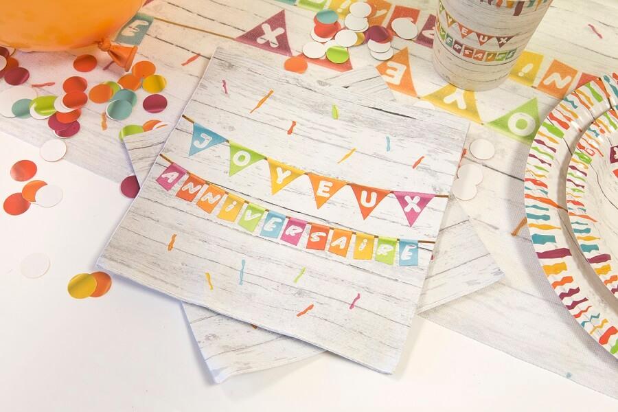 Serviettes papier Joyeux anniversaire turquoise - La table - articles de  fête