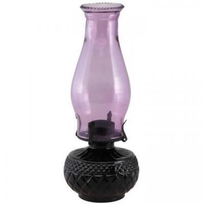 Lanterne magie noire verre violet pour bougie chauffe plat dia 12cm x 31cm