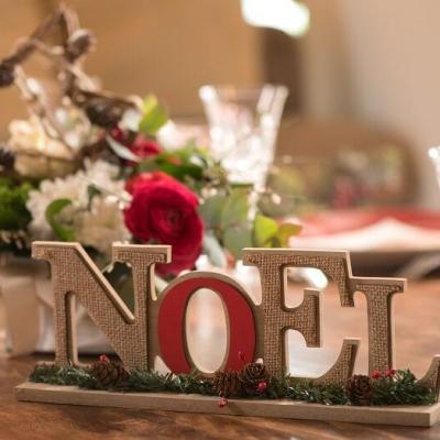 Lettre decorative pour table fete de noel bois