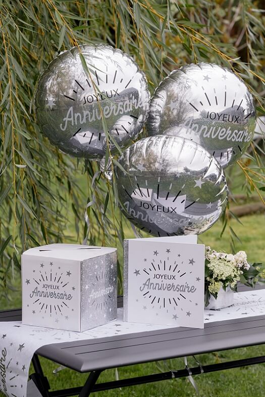 Ballon aluminium 45 cm anniversaire étincelant argent