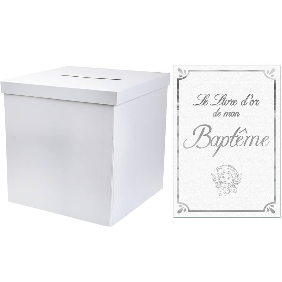 1 Pack urne carrée et livre d'or Baptême REF/2911-LDORB