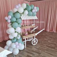 Pes 369 decoration guirlande organique chariot candy bar ballon latex vert eucalyptus parme lilas blanc