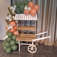 Pes 369 decoration guirlande organique chariot candy bar ballon latex vert olive sauge corail blanc dore or peche