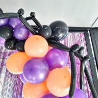 Pes 429 arche de ballons en latex halloween violet peche noir araignee