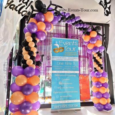 Pes 429 arche de ballons en latex halloween violet peche noir lens