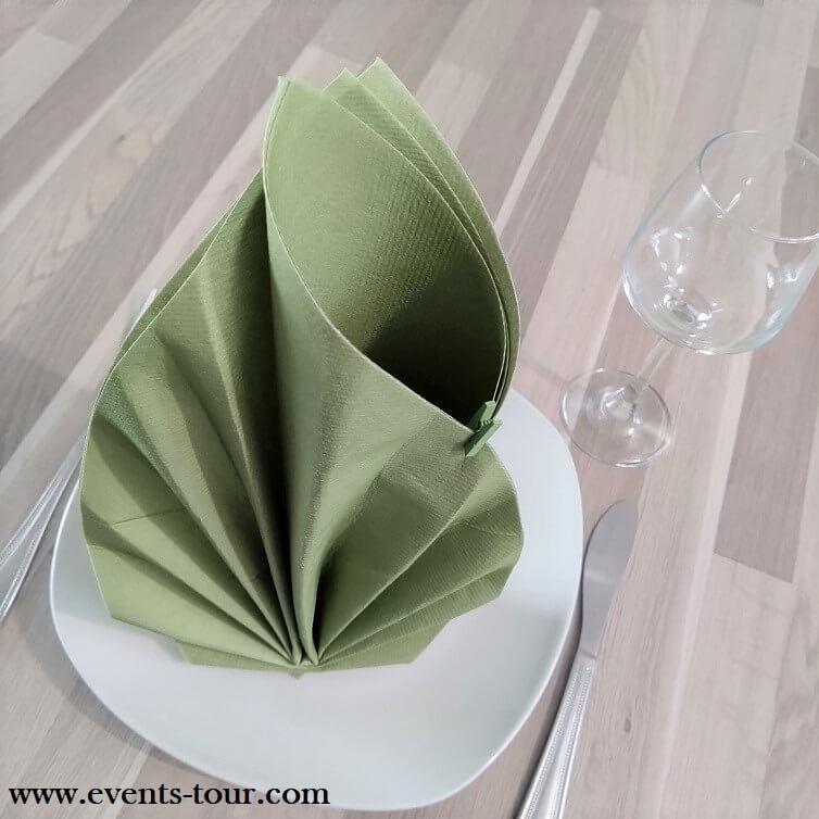 Serviettes de cocktail en papier sauge, 2 plis, serviette pour
