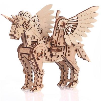 Puzzle 3d en bois licorne en petit modele et mobile