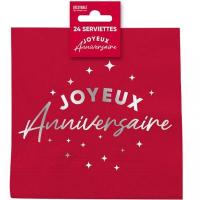 Stam24 serviette de table joyeux anniversaire papier 2 plis rouge