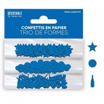 Tcp24 trio confettis de table festif bleu