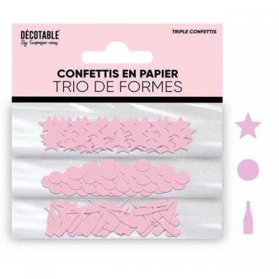 Tcp24 trio confettis de table festif rose