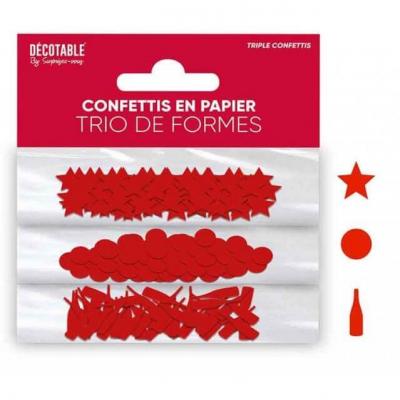 Tcp24 trio confettis de table festif rouge