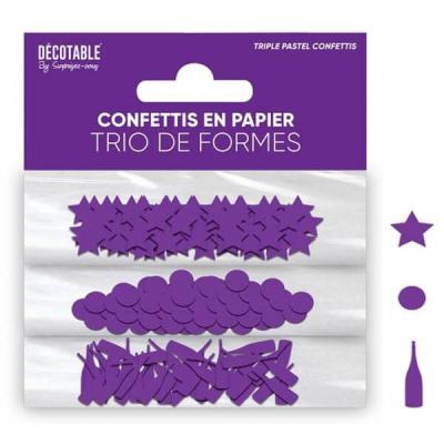 Trio de confettis en papier violet Astral REF/TCP24VL