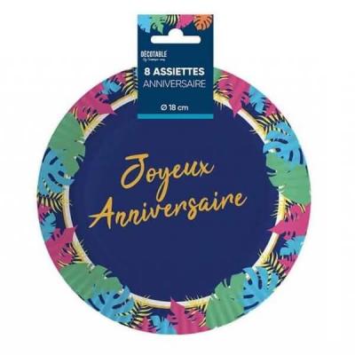 Troaa23 assiette ronde carton tropicale