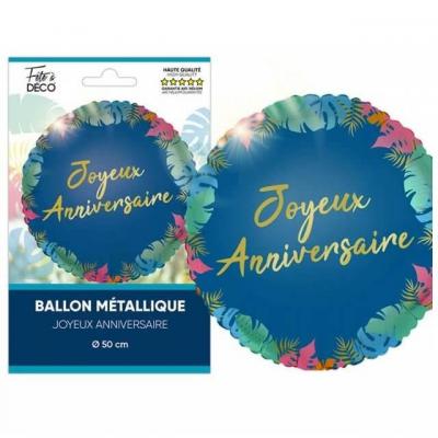 Trobalh ballon aluminium joyeux anniversaire tropical 50cm multicolore