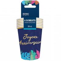 Trogb2500 gobelet carton joyeux anniversaire tropical