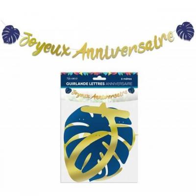 Troglm00 guirlande lettre tropicale joyeux anniversaire multicolore